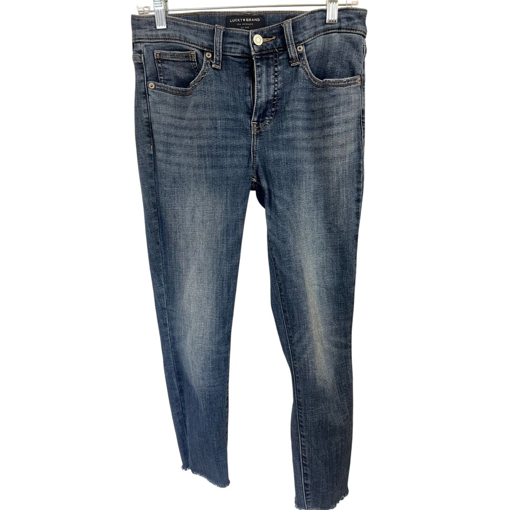 Lucky Brand Womens Skinny Jeans Medium Wash Raw Hem Denim Size 4‎ 27